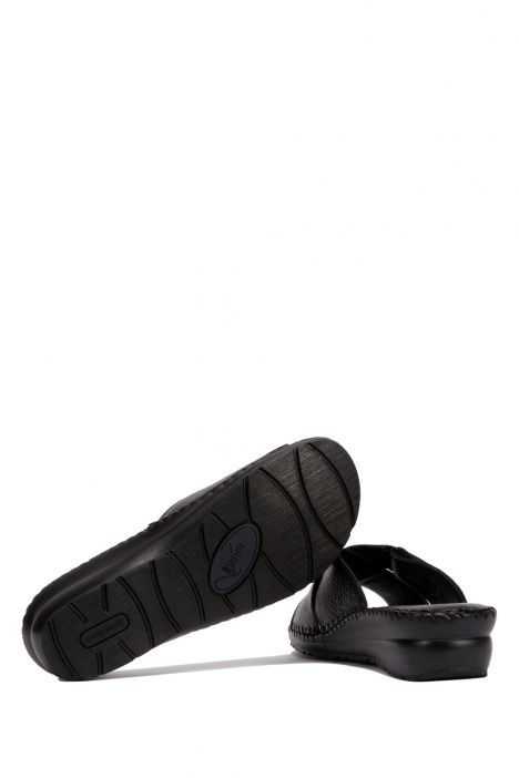 YIP108 Kifidis Handmade Kadın Deri Terlik 35-41 Siyah Flooter