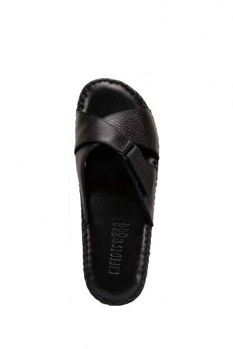YIP108 Kifidis Handmade Kadın Deri Terlik 35-41 Siyah Flooter