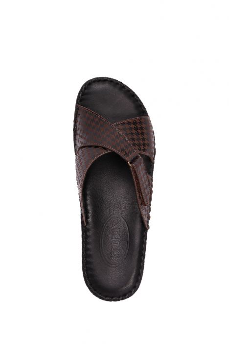 YIP108 Kifidis Handmade Kadın Deri Terlik 35-41 Kahve Kazayağı