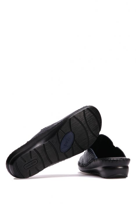 YIP29107 Kifidis Handmade Kadın Deri Terlik 35-41 Croco Lacivert