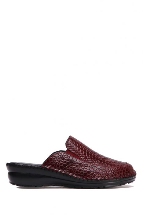 YIP29107 Kifidis Handmade Kadın Deri Terlik 35-41 Croco Bordo