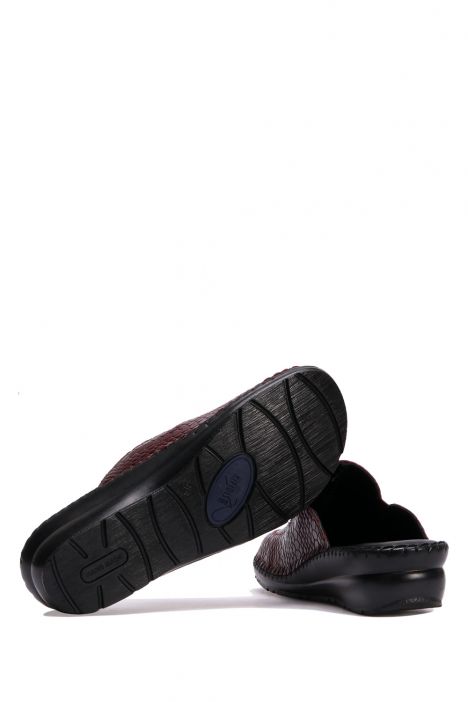 YIP29107 Kifidis Handmade Kadın Deri Terlik 35-41 Croco Bordo