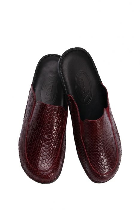 YIP29107 Kifidis Handmade Kadın Deri Terlik 35-41 Croco Bordo