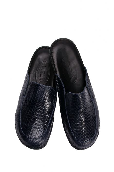 YIP29107 Kifidis Handmade Kadın Deri Terlik 35-41 Croco Lacivert