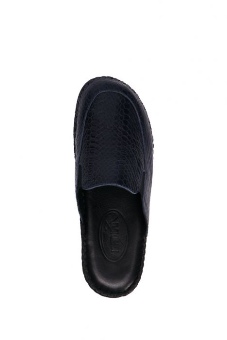 YIP29107 Kifidis Handmade Kadın Deri Terlik 35-41 Croco Lacivert