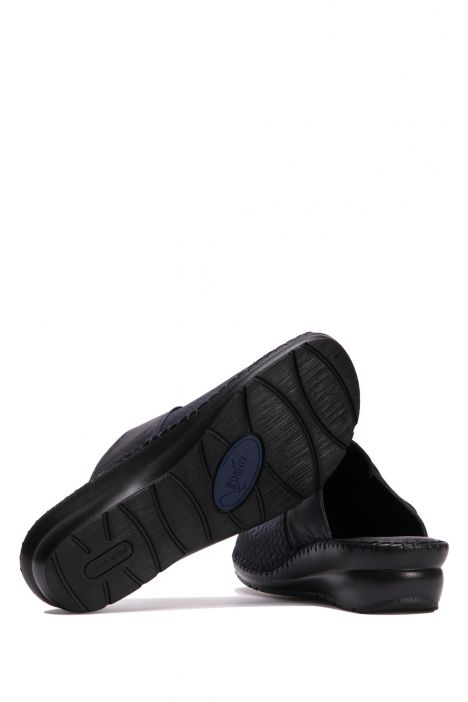 YIP29117 Kifidis Handmade Kadın Deri Terlik 35-41 Lacivert-Şanjanlı Lacivert