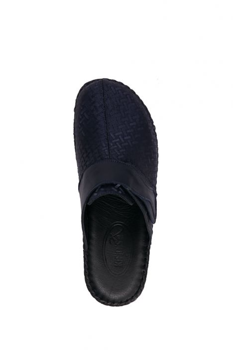 YIP29117 Kifidis Handmade Kadın Deri Terlik 35-41 Lacivert-Şanjanlı Lacivert