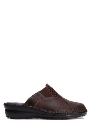 YIP3951  Kifidis Handmade Kadın Deri Terlik 35-41 Rafeal Kahve-Kahve Kazağı