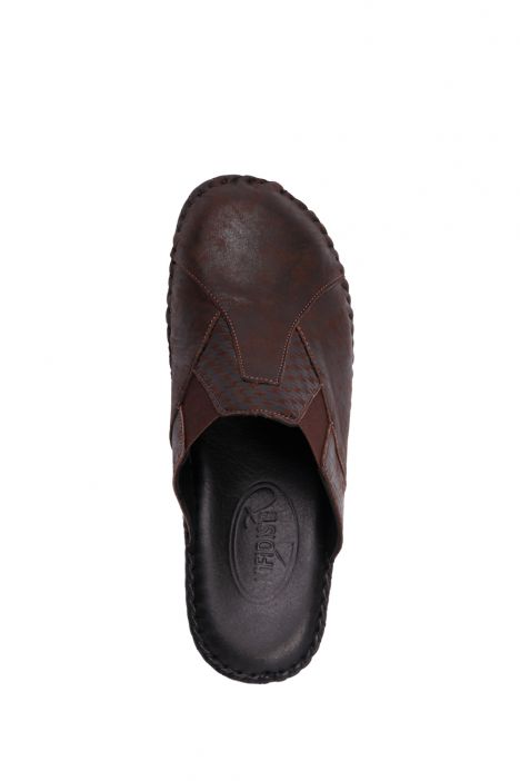 YIP3951  Kifidis Handmade Kadın Deri Terlik 35-41 Rafeal Kahve-Kahve Kazağı