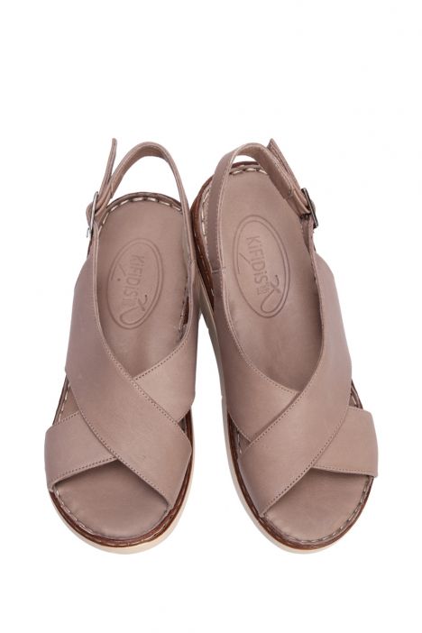 YIP603 Kifidis Handmade Kadın Deri Sandalet 35-41 - BT Vizon/Sand