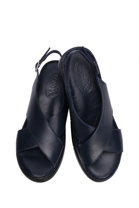 YIP603 Kifidis Handmade Kadın Deri Sandalet 35-41 - BT Lacivert/Navy