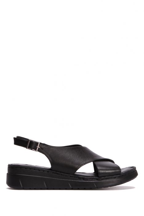 YIP603 Kifidis Handmade Kadın Deri Sandalet 35-41 - BT Siyah/Black