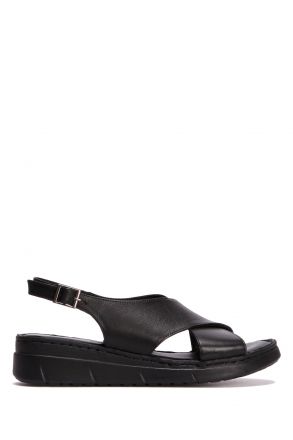 YIP603 Kifidis Handmade Kadın Deri Sandalet 35-41 - BT Siyah/Black