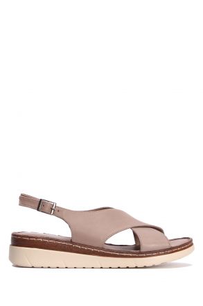 YIP603 Kifidis Handmade Kadın Deri Sandalet 35-41 - BT Vizon/Sand