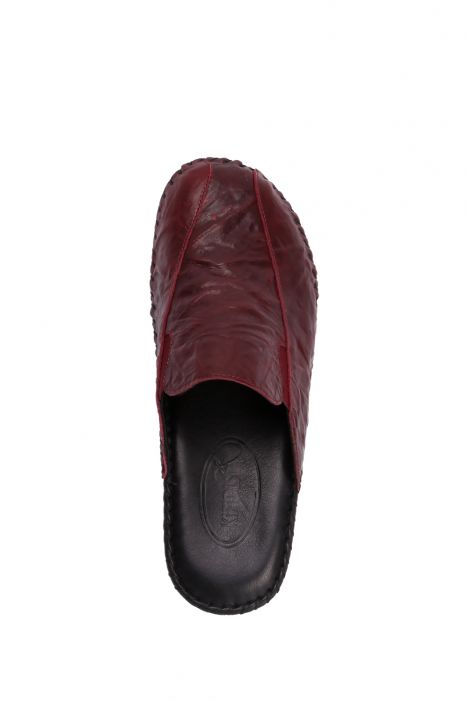 YIP6436  Kifidis Handmade Kadın Deri Terlik 35-41 Kırışık Bordo