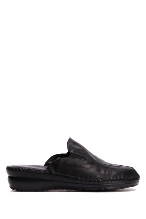 YIP6436  Kifidis Handmade Kadın Deri Terlik 35-41 Kırışık Siyah