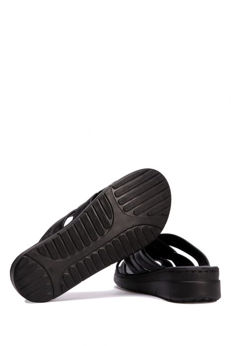 YIP759 Kifidis Handmade Kadın Deri Terlik 35-41 - BT Siyah/Black