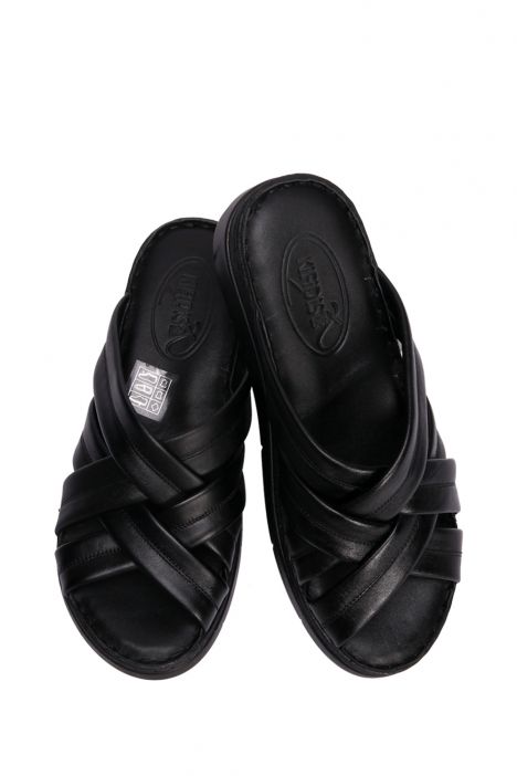 YIP759 Kifidis Handmade Kadın Deri Terlik 35-41 - BT Siyah/Black