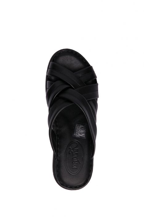 YIP759 Kifidis Handmade Kadın Deri Terlik 35-41 - BT Siyah/Black