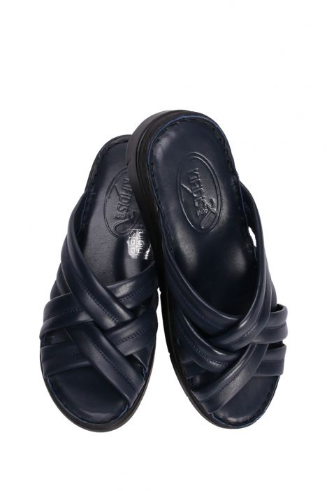 YIP759 Kifidis Handmade Kadın Deri Terlik 35-41 - BT Lacivert/Navy