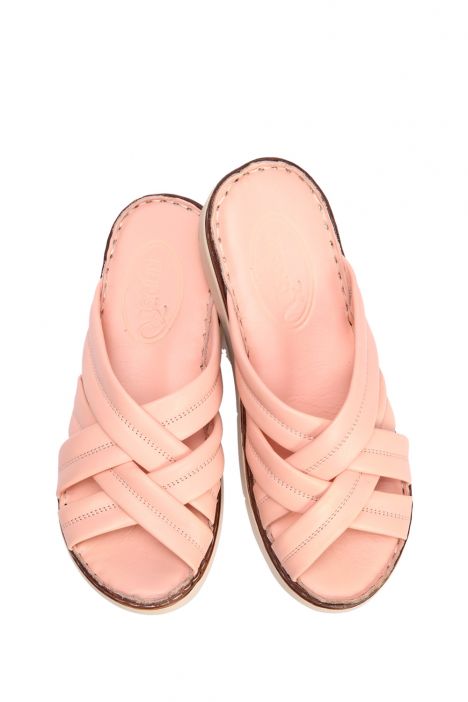 YIP759 Kifidis Handmade Kadın Deri Terlik 35-41 - BT Pudra/Powder