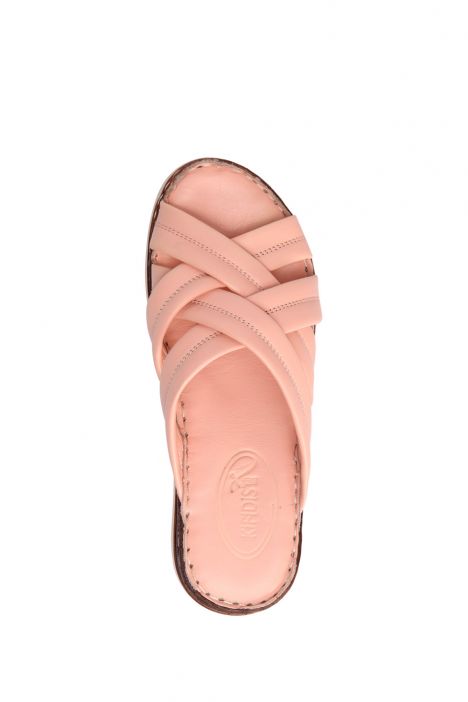 YIP759 Kifidis Handmade Kadın Deri Terlik 35-41 - BT Pudra/Powder