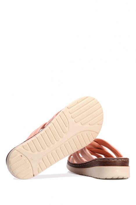 YIP759 Kifidis Handmade Kadın Deri Terlik 35-41 - BT Pudra/Powder