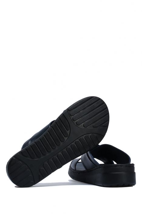YIP780 Kifidis Handmade Kadın Deri Terlik 35-41 - BT Lacivert/Navy
