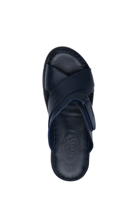 YIP780 Kifidis Handmade Kadın Deri Terlik 35-41 - BT Lacivert/Navy