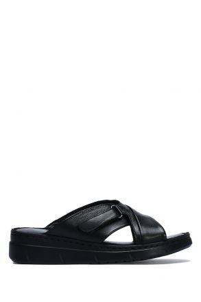 YIP780 Kifidis Handmade Kadın Deri Terlik 35-41 - BT Siyah/Black