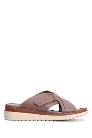 YIP780 Kifidis Handmade Kadın Deri Terlik 35-41 - BT Vizon/Sand