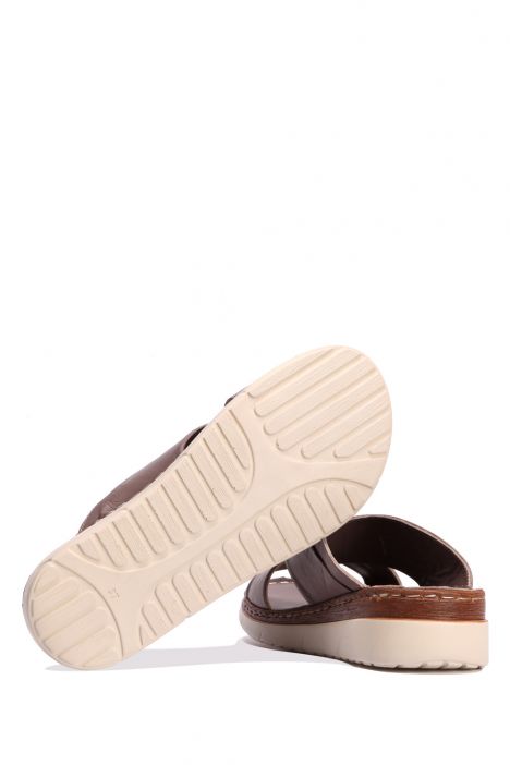 YIP780 Kifidis Handmade Kadın Deri Terlik 35-41 - BT Vizon/Sand