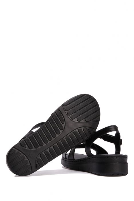 YIP783 Kifidis Handmade Kadın Deri Sandalet 35-41 - BT D1 Siyah/Black