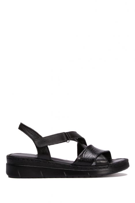 YIP783 Kifidis Handmade Kadın Deri Sandalet 35-41 - BT D1 Siyah/Black