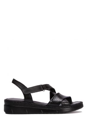 YIP783 Kifidis Handmade Kadın Deri Sandalet 35-41 - BT D1 Siyah/Black