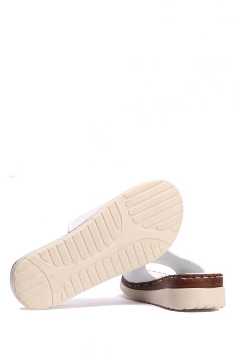 YIP811 Kifidis Handmade Kadın Deri Terlik 35-41 - BT Beyaz/White