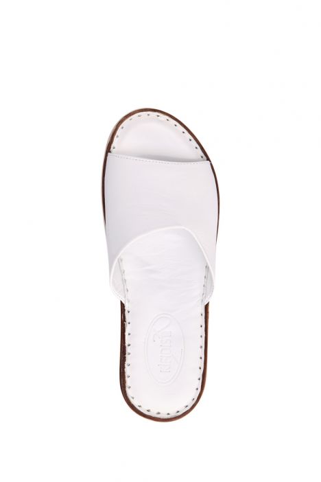 YIP811 Kifidis Handmade Kadın Deri Terlik 35-41 - BT Beyaz/White