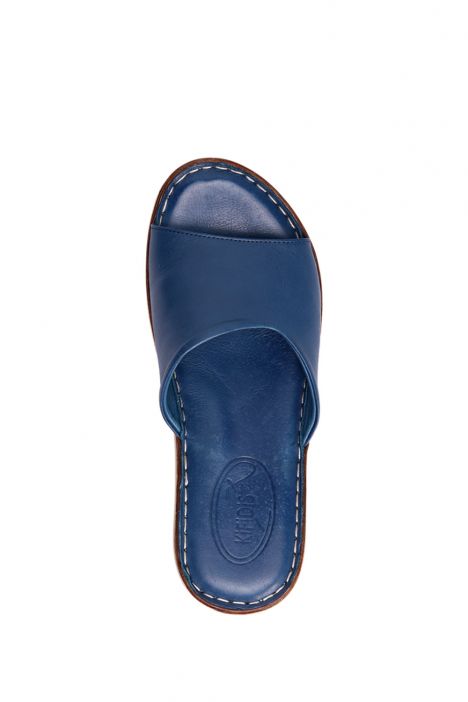YIP811 Kifidis Handmade Kadın Deri Terlik 35-41 - BT Kot Mavi/Blue