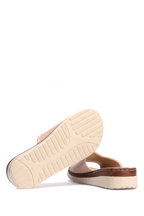 YIP811 Kifidis Handmade Kadın Deri Terlik 35-41 - BT Bej/Beige