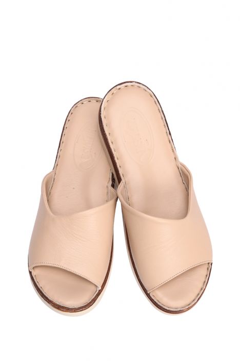 YIP811 Kifidis Handmade Kadın Deri Terlik 35-41 - BT Bej/Beige