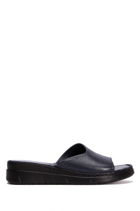 YIP811 Kifidis Handmade Kadın Deri Terlik 35-41 - BT Lacivert/Navy