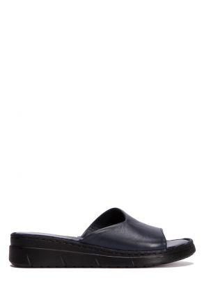 YIP811 Kifidis Handmade Kadın Deri Terlik 35-41 - BT Lacivert/Navy