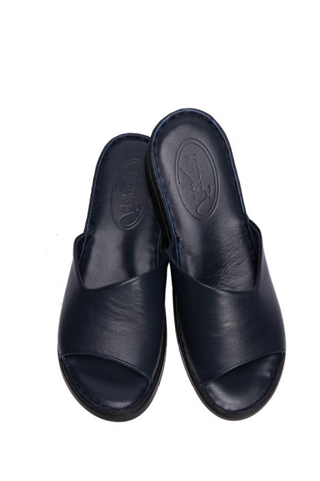 YIP811 Kifidis Handmade Kadın Deri Terlik 35-41 - BT Lacivert/Navy