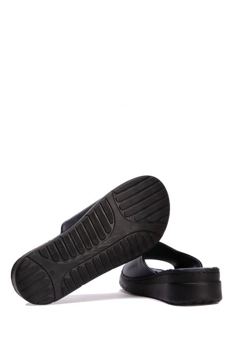 YIP811 Kifidis Handmade Kadın Deri Terlik 35-41 - BT Lacivert/Navy