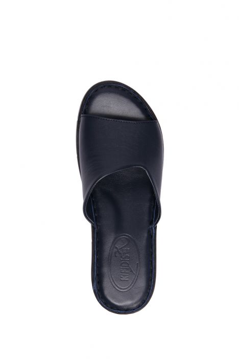 YIP811 Kifidis Handmade Kadın Deri Terlik 35-41 - BT Lacivert/Navy