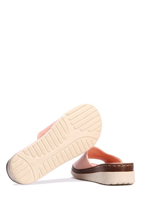 YIP811 Kifidis Handmade Kadın Deri Terlik 35-41 - BT Pudra/Powder