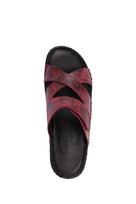 YIP97475 Kifidis Handmade Kadın Deri Terlik 35-41 Rafael Bordo
