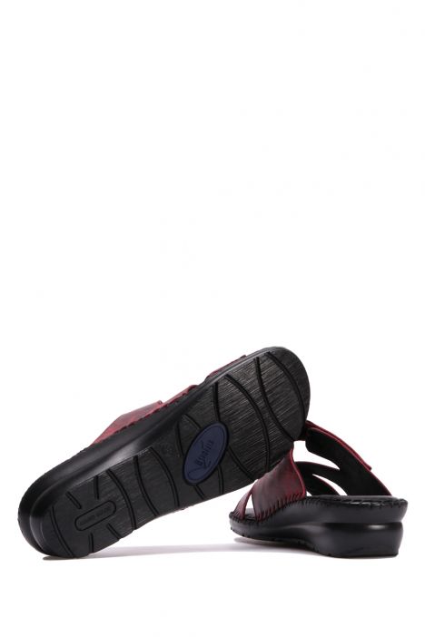 YIP97475 Kifidis Handmade Kadın Deri Terlik 35-41 Rafael Bordo