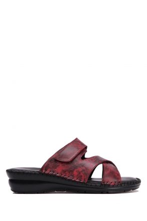 YIP97475 Kifidis Handmade Kadın Deri Terlik 35-41 Rafael Bordo