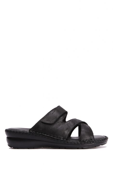YIP97475 Kifidis Handmade Kadın Deri Terlik 35-41 Rafael Siyah